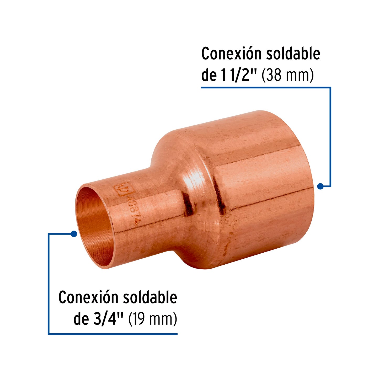 Cople reducción bushing cobre 1-1/2 x 3/4', Foset CC-235 48874 MM00