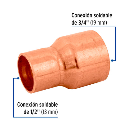 Cople reducción campana cobre 3/4' x 1/2', Foset CC-291 49749 MM00