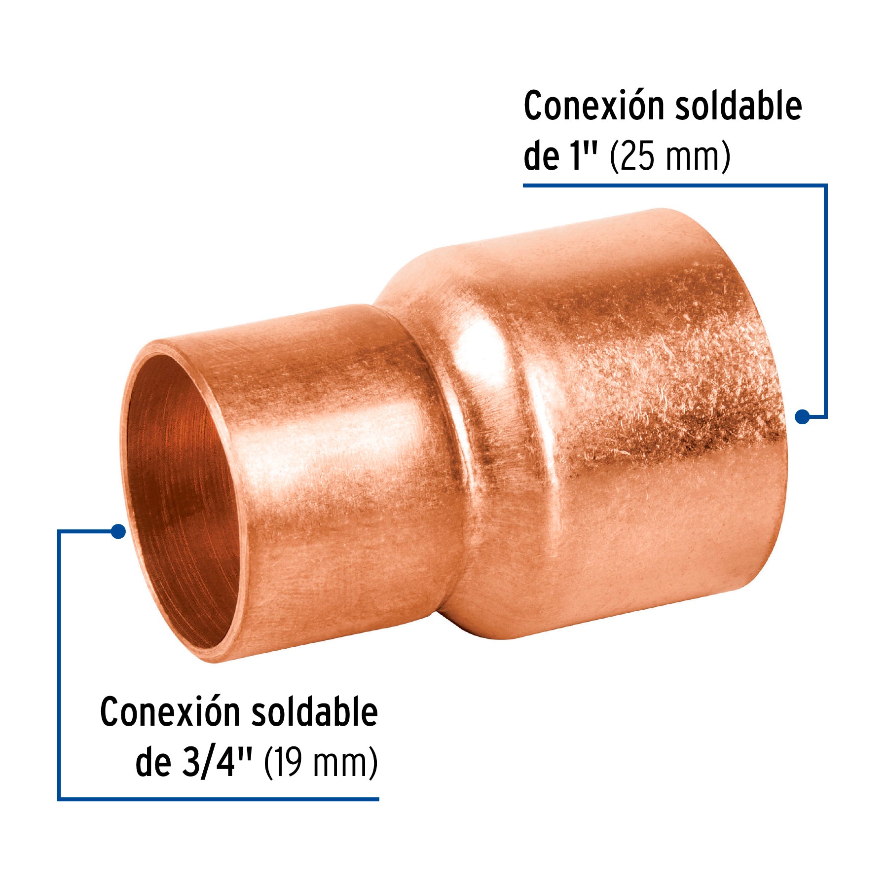 Cople reducción campana cobre 1' x 3/4', Foset CC-293 49751 MM00