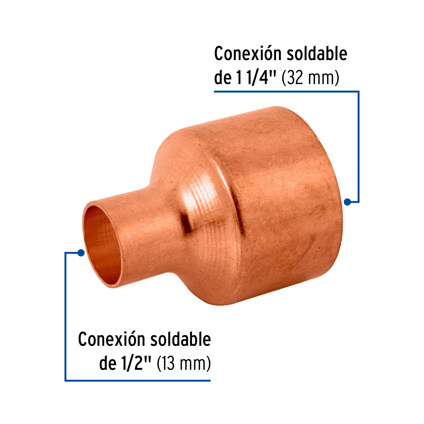 Cople reducción campana cobre 1-1/4' x1/2', Foset CC-294 48866 MM00