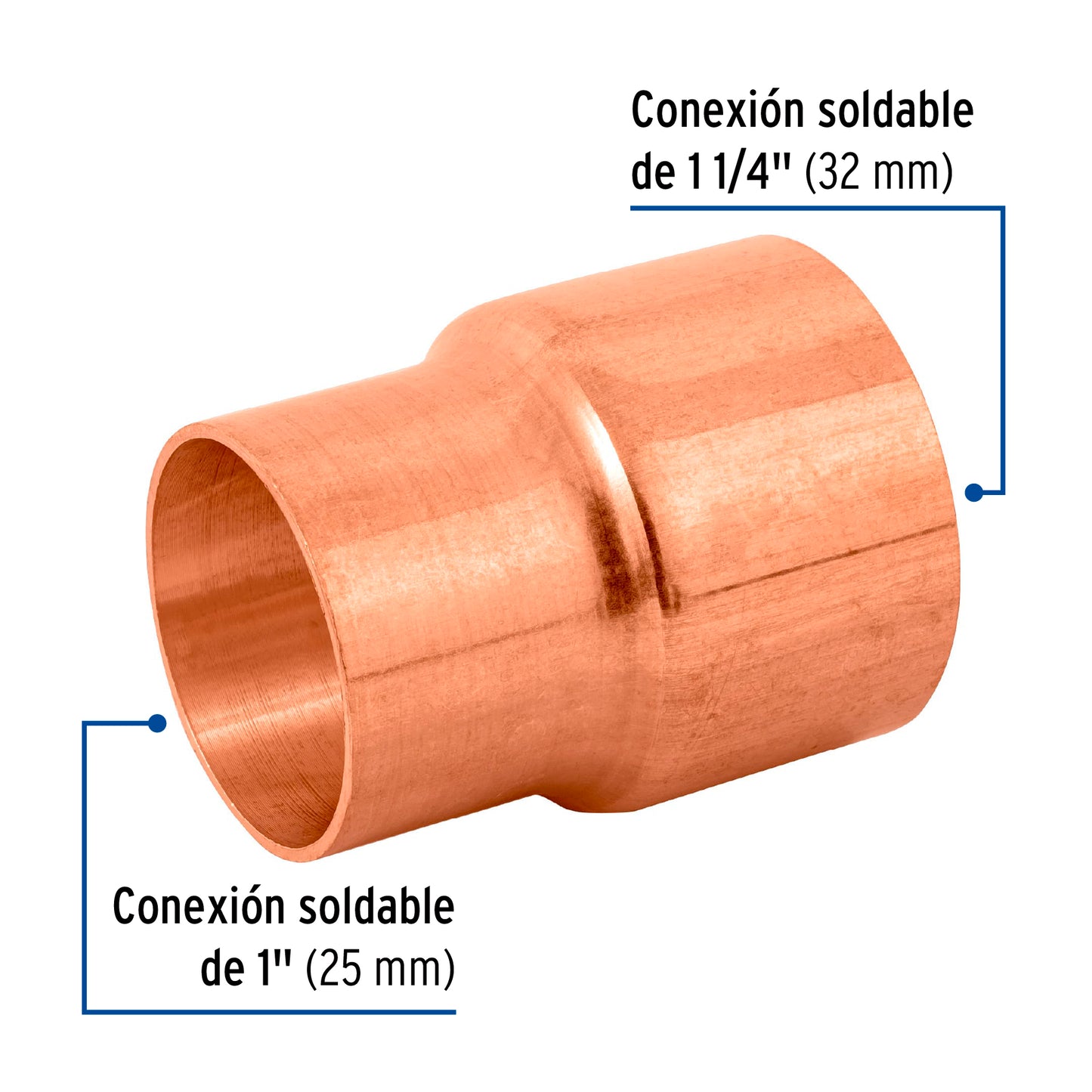 Cople reducción campana cobre 1-1/4' x 1', Foset CC-296 48868 MM00