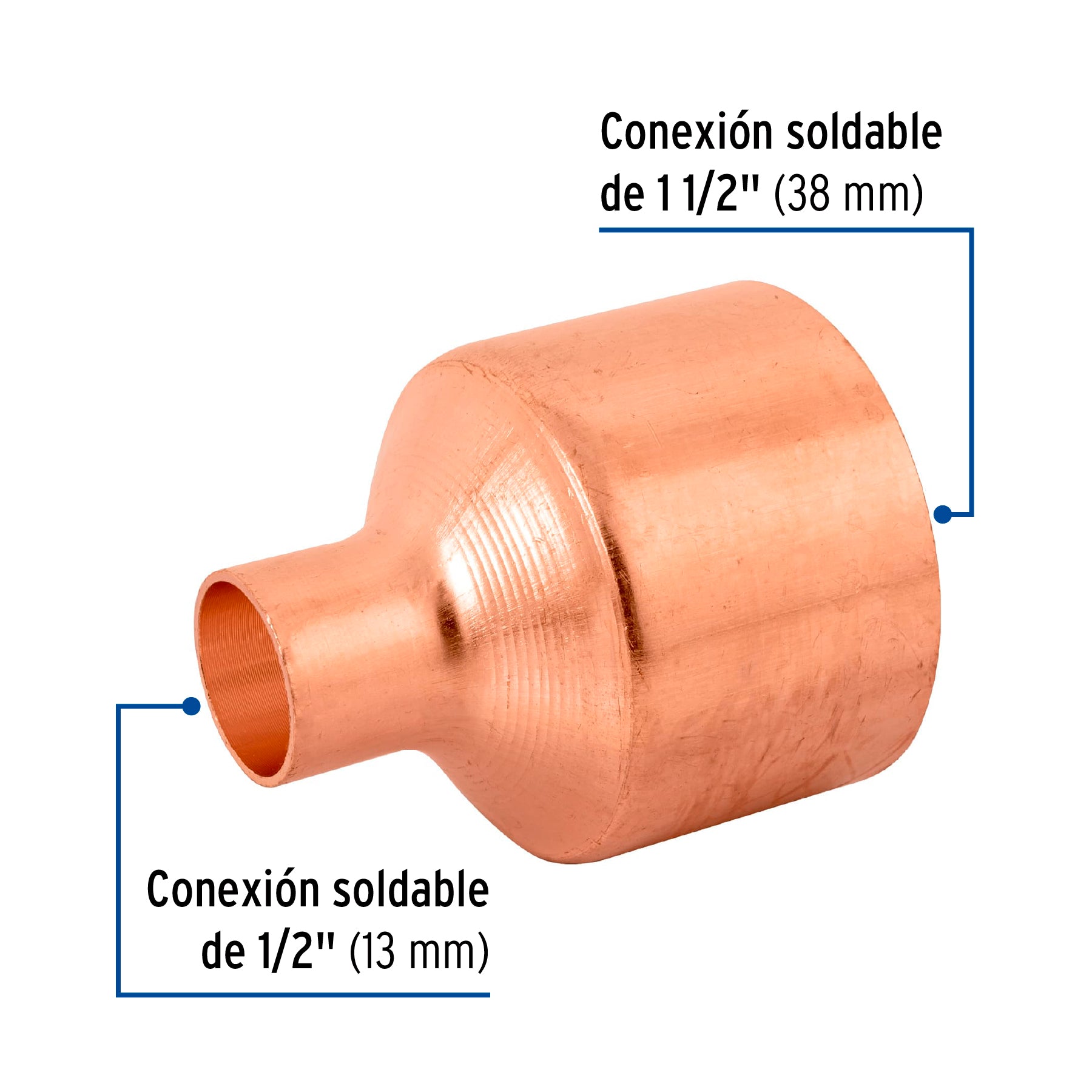 Cople reducción campana cobre 1-1/2' x1/2', Foset CC-297 48869 MM00