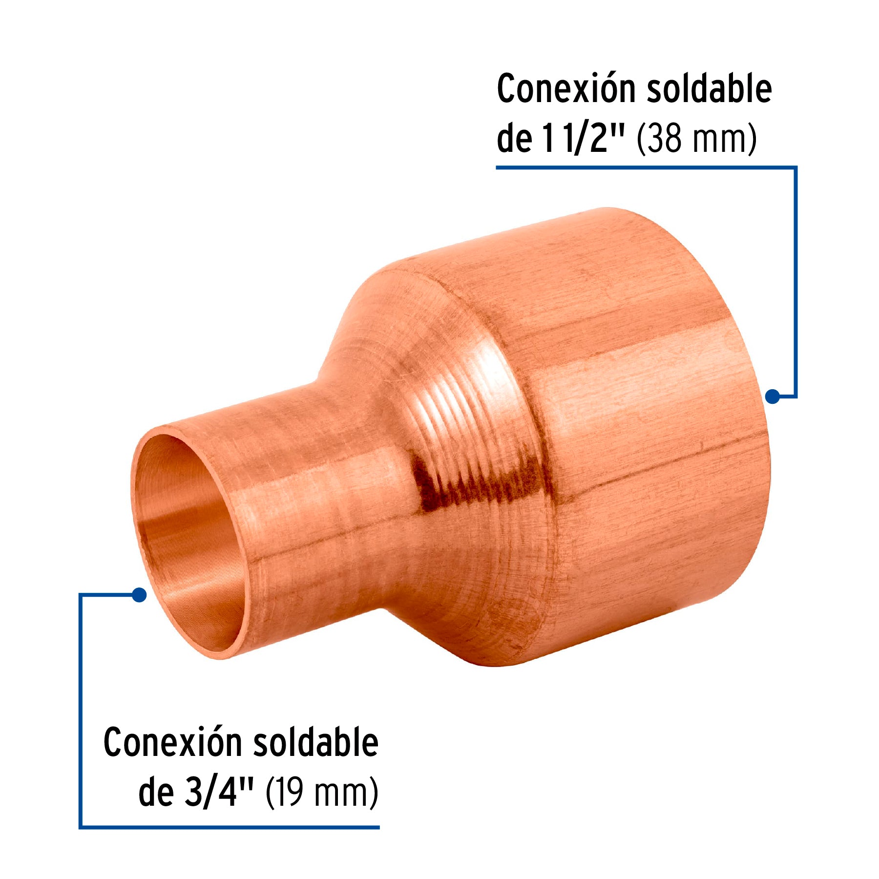 Cople reducción campana cobre 1-1/2' x3/4', Foset CC-298 48870 MM00