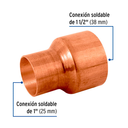 Cople reducción campana cobre 1-1/2' x 1', Foset CC-299 48871 MM00