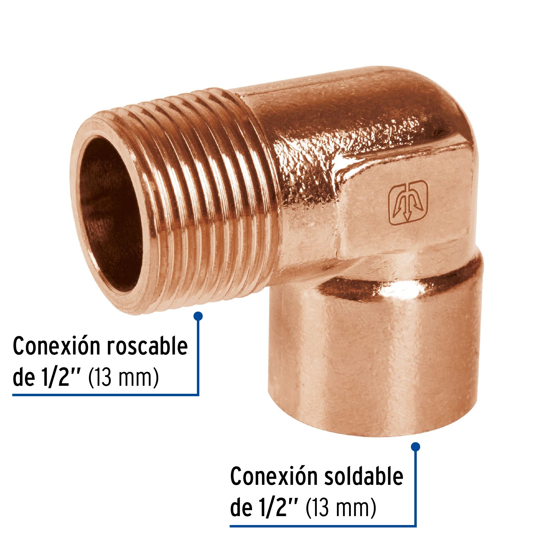 Codo 90° de cobre, rosca exterior 1/2', Foset CC-511 49647 MM00