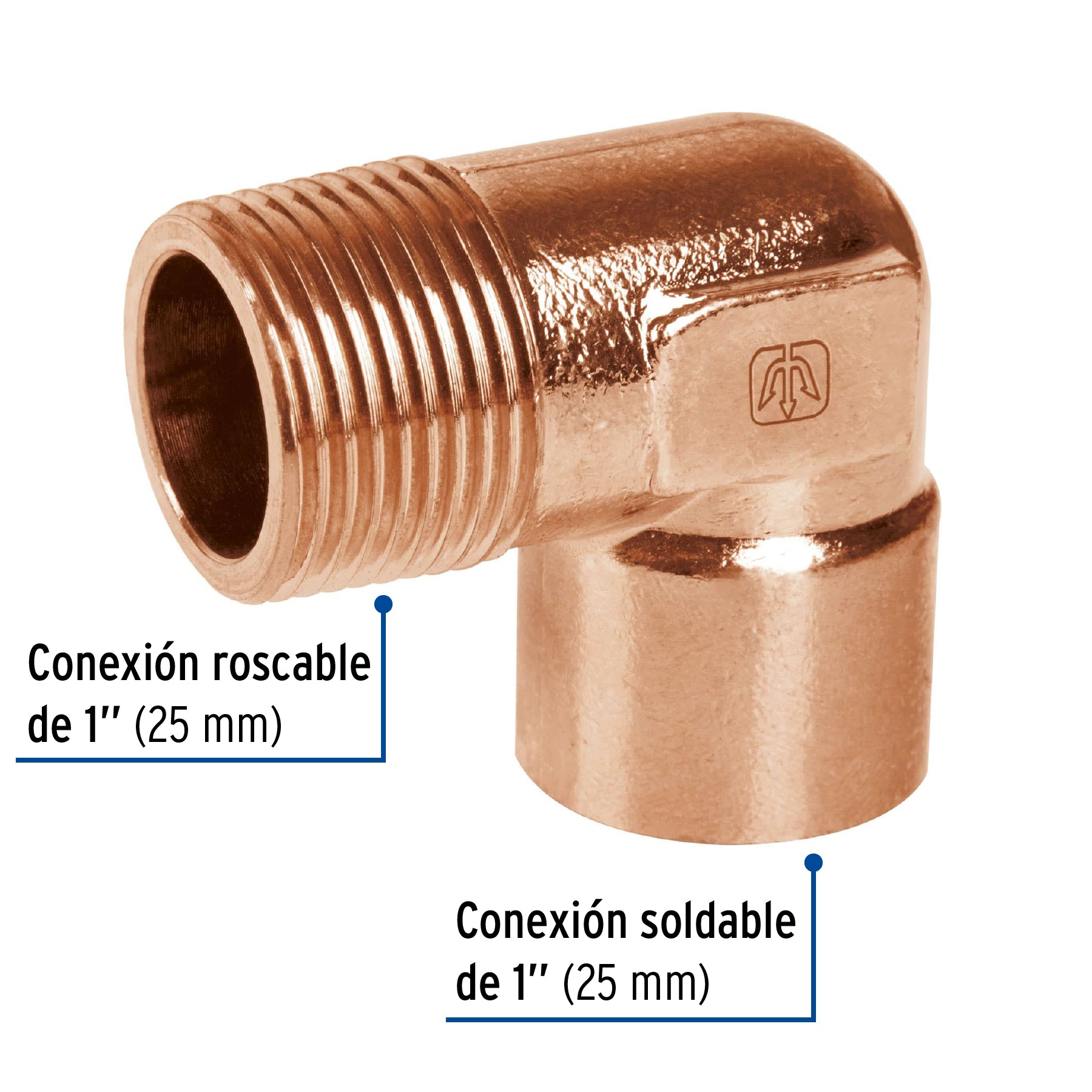 Codo 90° de cobre, rosca exterior 1', Foset CC-513 49649 MM00