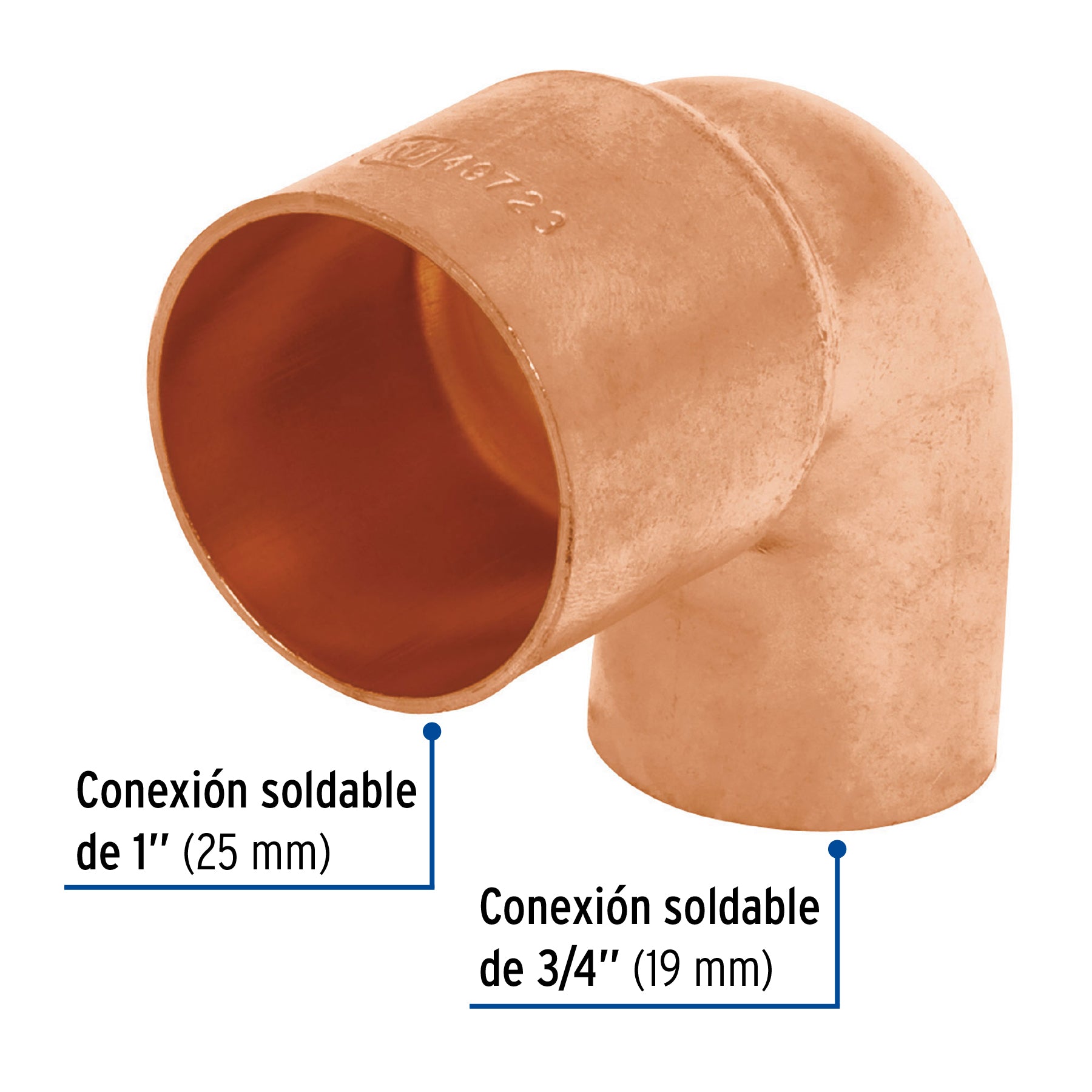 Codo 90° reducción de cobre de 1' x 3/4', Foset CC-523 49723 MM00