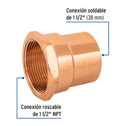 Conector de cobre, rosca interior 1-1/2', Foset CC-605 48899 MM00