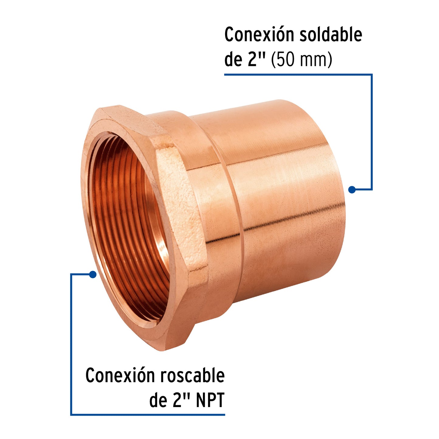 Conector de cobre, rosca interior 2', Foset CC-606 48900 MM00