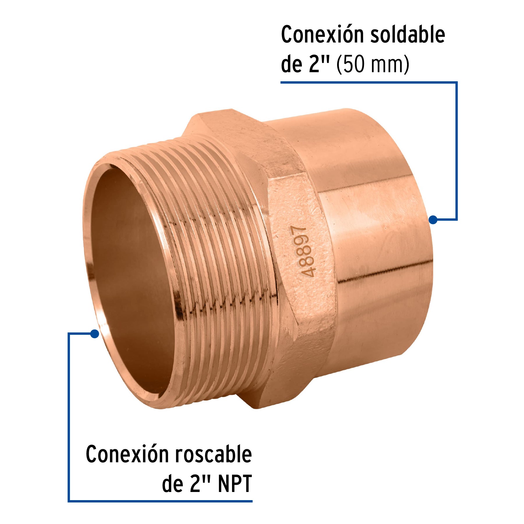 Conector de cobre, rosca exterior 2', Foset CC-616 48897 MM00