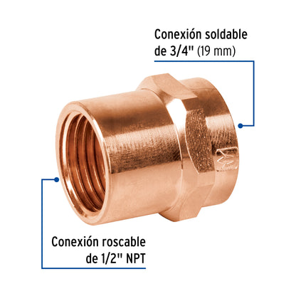 Conector reducido hembra 3/4 x 1/2', Foset CC-622 48881 MM00