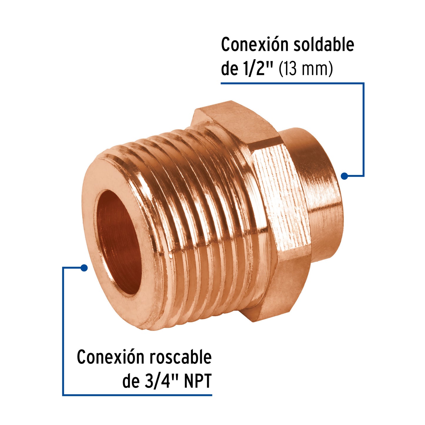 Conector reducido macho 3/4 x 1/2', Foset CC-632 48879 MM00