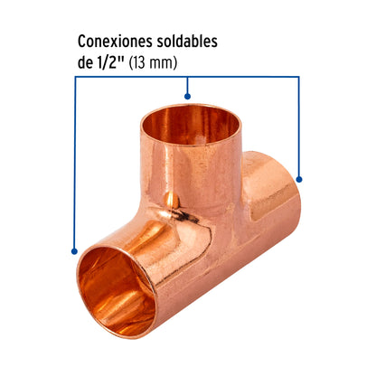 Tee sencilla de cobre 1/2', Foset CC-761 49735 MM1