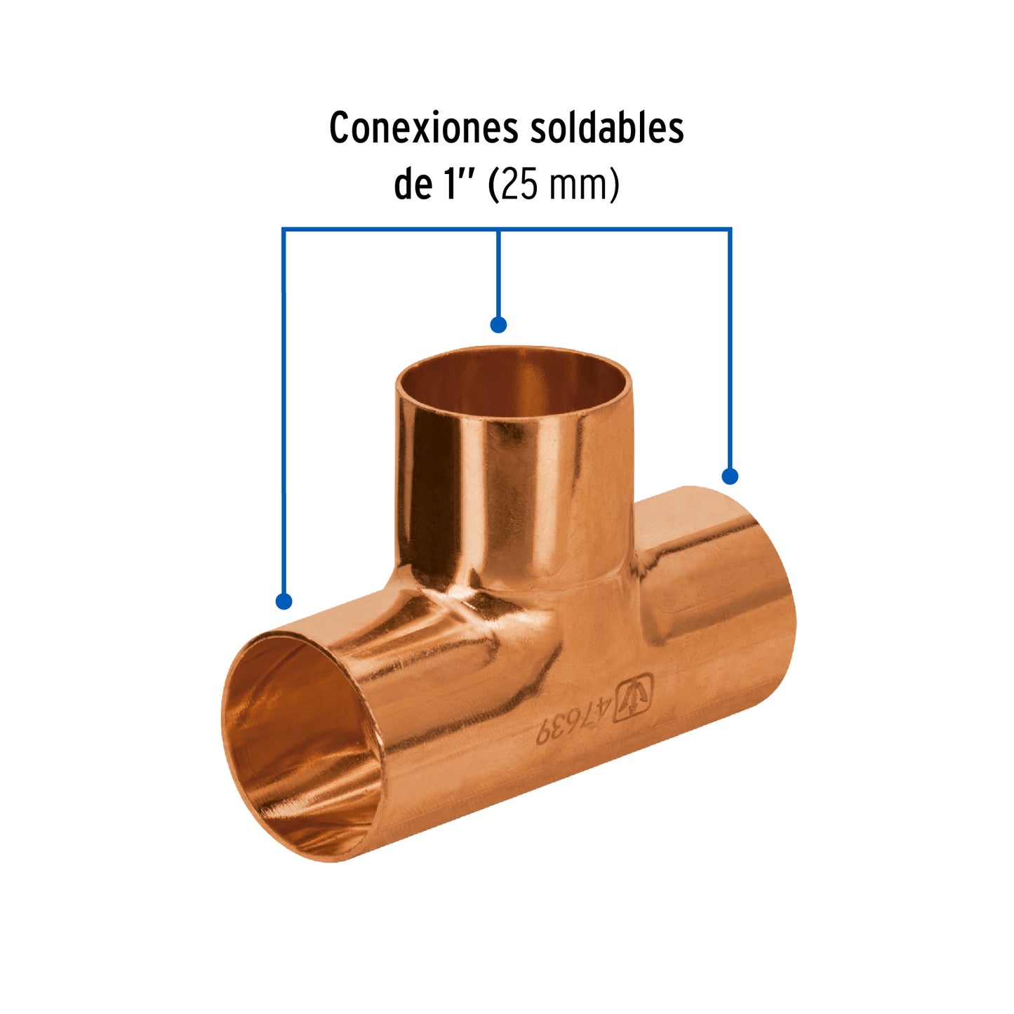 Tee de cobre sencilla de 1', Foset Basic CC-763B 47639 MM1