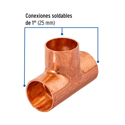 Tee sencilla de cobre 1', Foset CC-763 49737 MM00