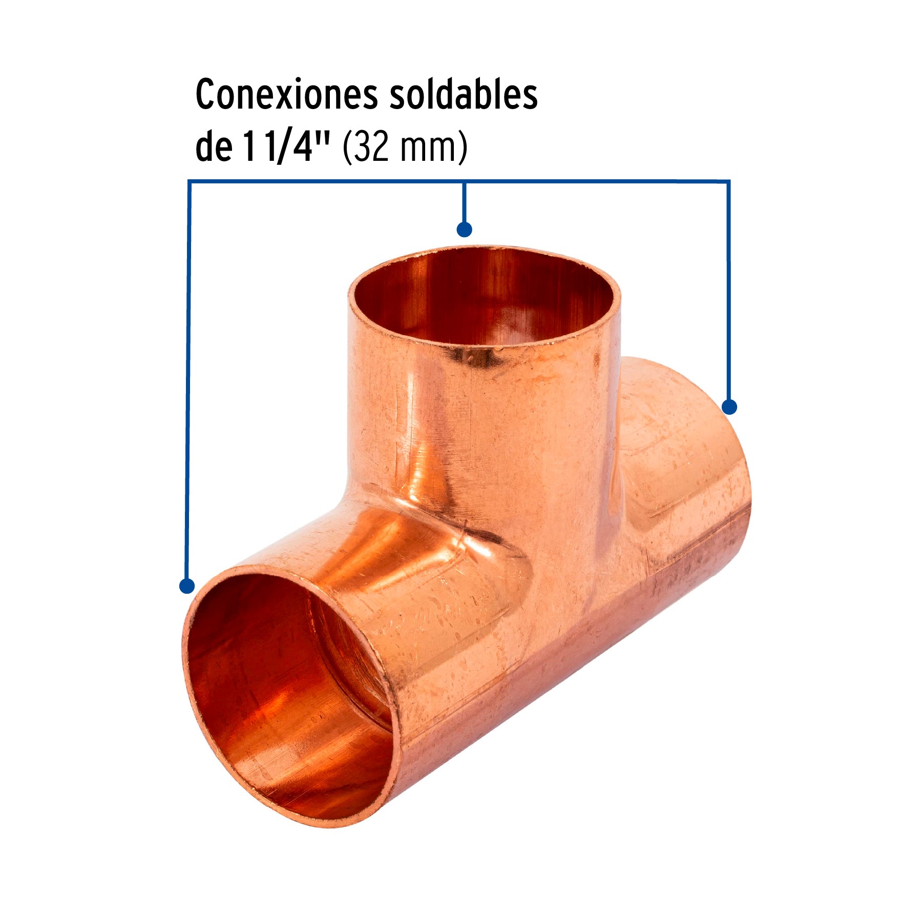 Tee sencilla de cobre 1-1/4', Foset CC-764 48863 MM00