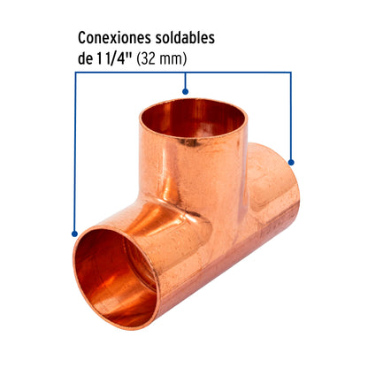 Tee sencilla de cobre 1-1/4', Foset CC-764 48863 MM00