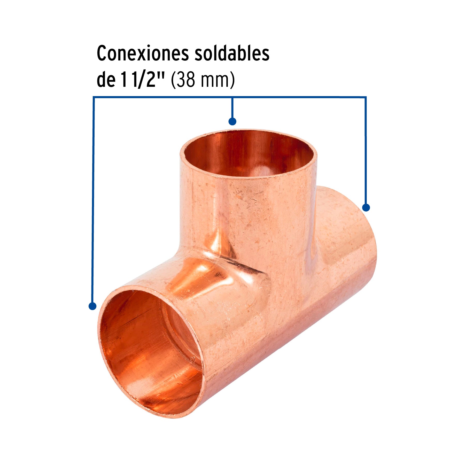 Tee sencilla de cobre 1-1/2', Foset CC-765 48864 MM00