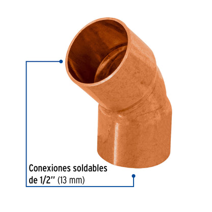 Codo de cobre 45° de 1/2', Foset Basic CC-861B 47634 MM1