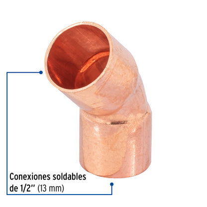 Codo 45° de cobre de 1/2', Foset CC-861 49728 MM00