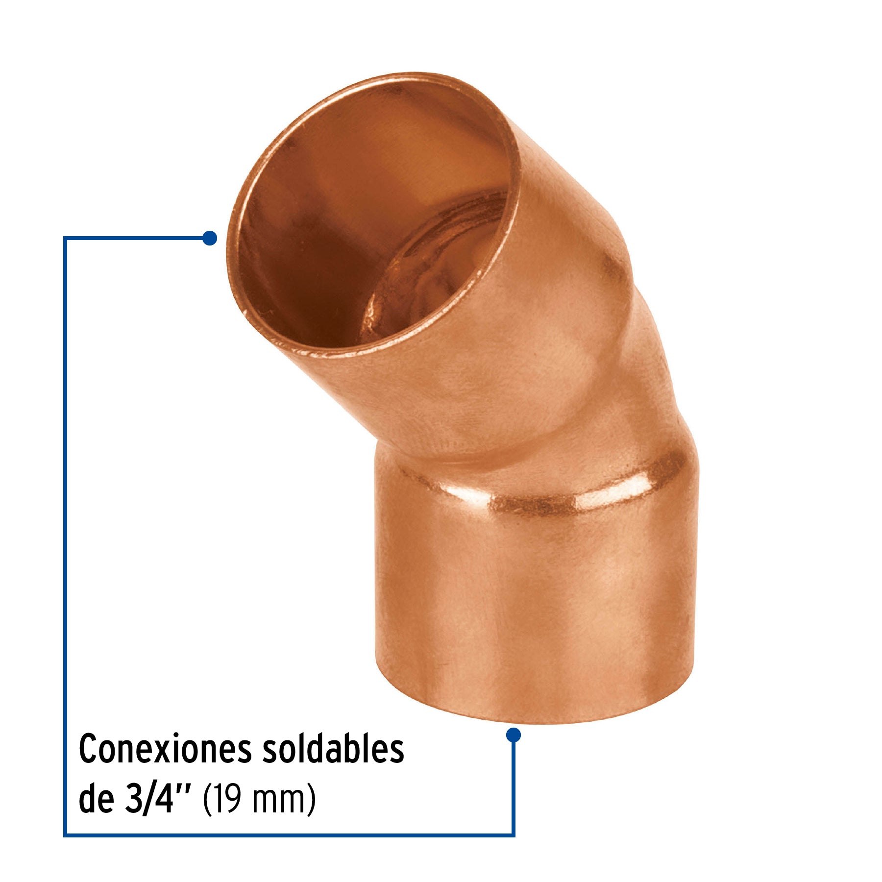 Codo de cobre 45° de 3/4', Foset Basic CC-862B 47635 MM1