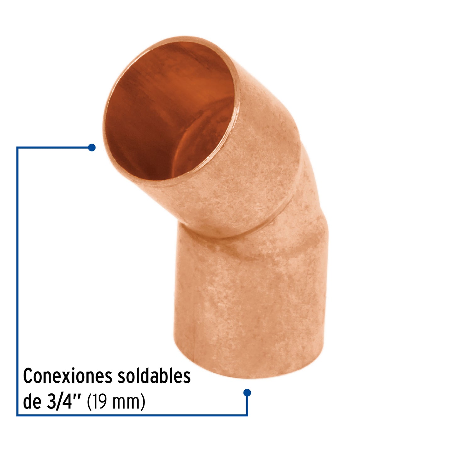 Codo 45° de cobre de 3/4', Foset CC-862 49729 MM00