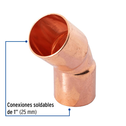 Codo 45° de cobre de 1', Foset CC-863 49730 MM00