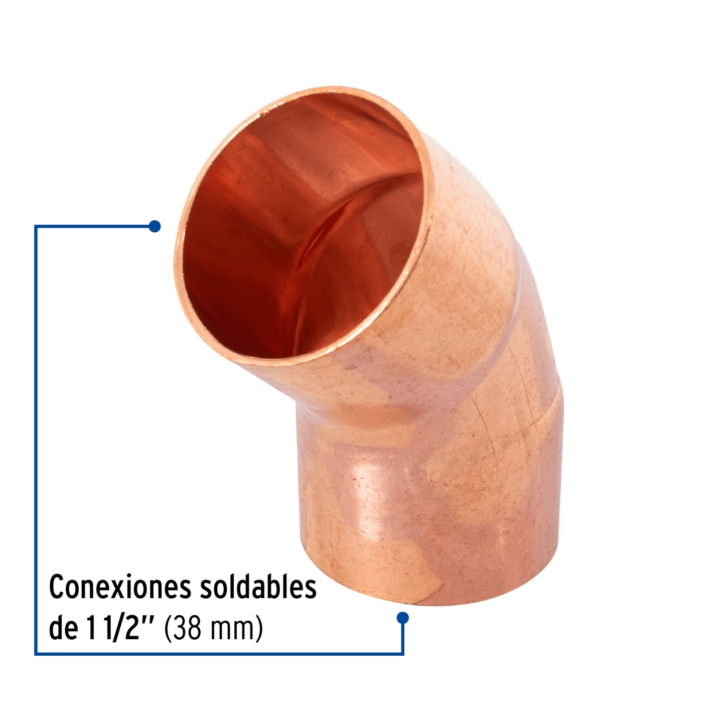 Codo 45° de cobre 1-1/2', Foset CC-865 48861 MM00