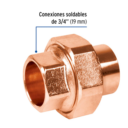 Tuerca unión de latón cobrizado 3/4', Foset CC-972 49660 MM00