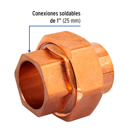 Tuerca unión de latón cobrizado 1', Foset CC-973 49661 MM00