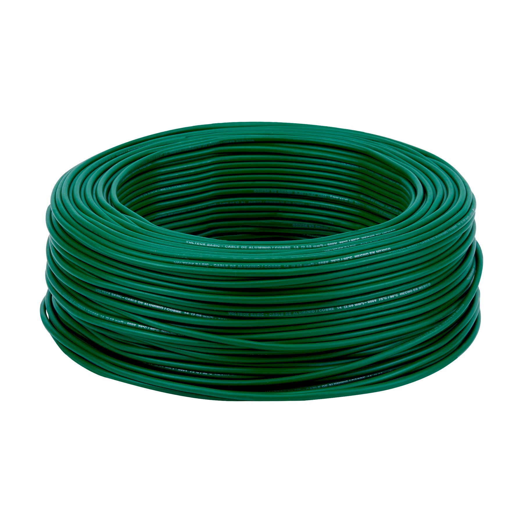 Rollo de 100 metros de cable THW CCA 14 AWG verde, Basic CCA-14V 40219 MM1