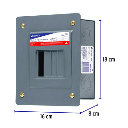 Centro de carga empotrable, 4 polos, Volteck CCE-4 47196 MM0