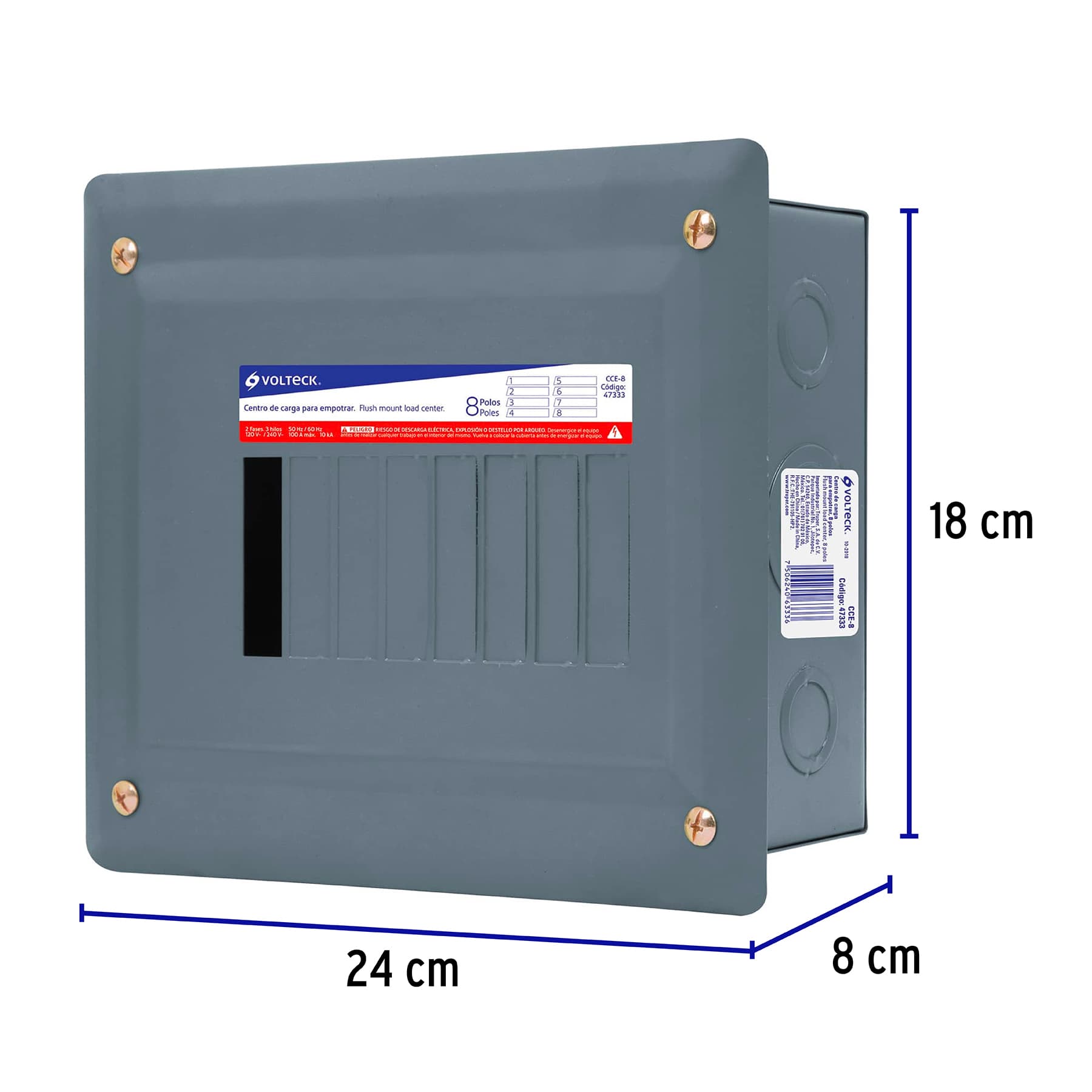 Centro de carga empotrable, 8 polos, Volteck CCE-8 47333 MM0