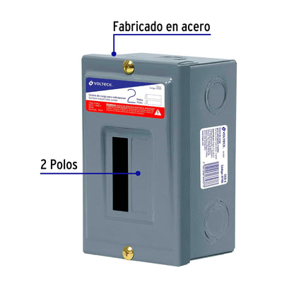 Centro de carga de sobreponer, 2 polos, Volteck CCS-2 47195 MM0