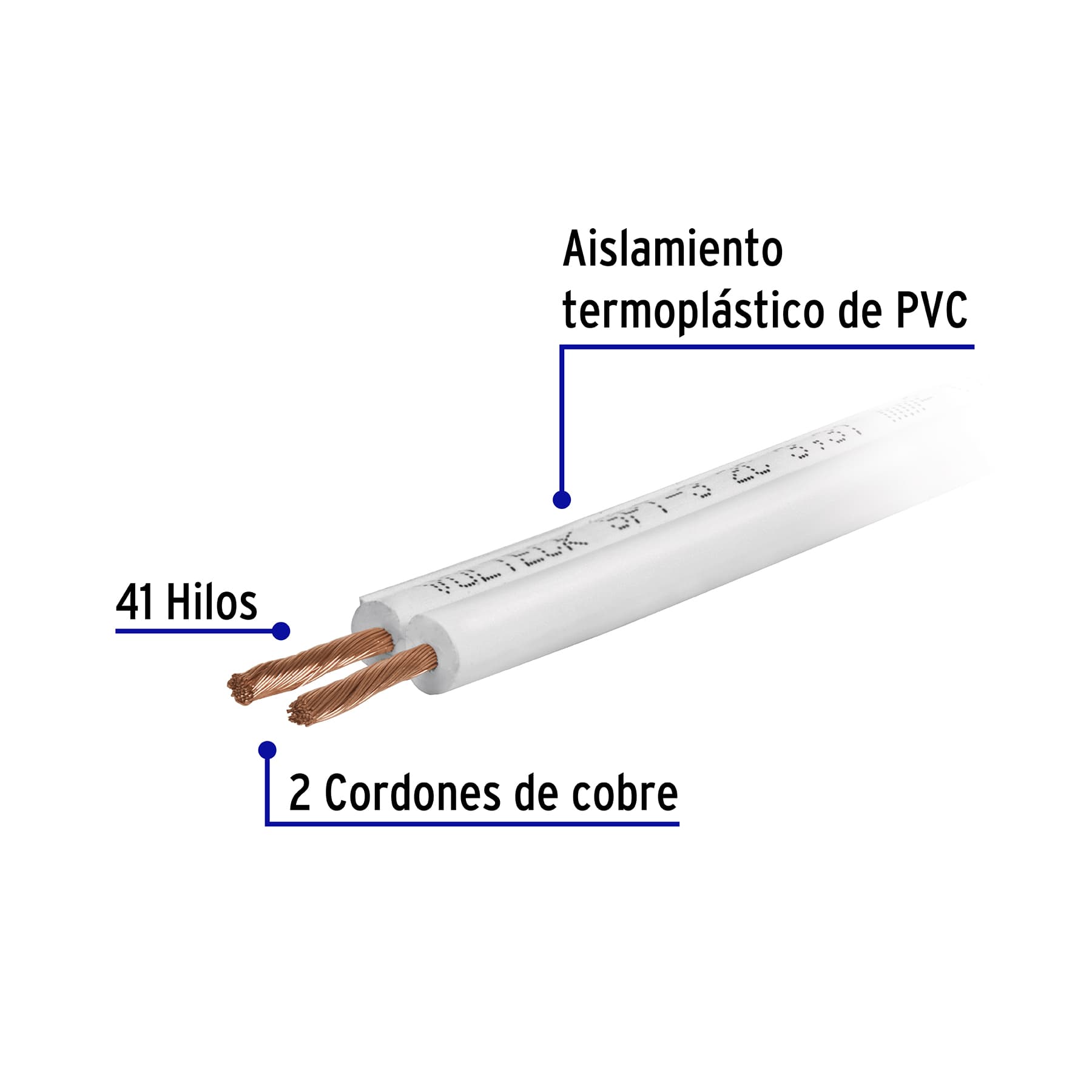 Metro de cordón dúplex flexible SPT 14 AWG en carrete 500 m CDU-14-500 40042 MM2