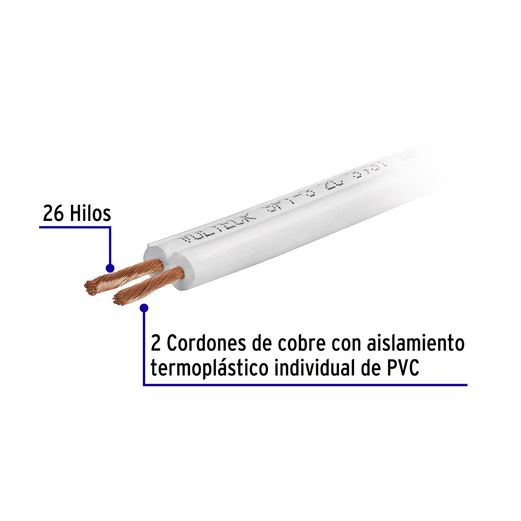 Carrete con 12 m cordón dúplex flexible SPT 16 AWG, Volteck CDU-16-12 40201 MM1