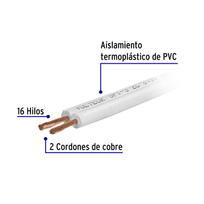 Metro de cordón dúplex flexible SPT 18 AWG en carrete 500 m CDU-18-500 40045 MM2