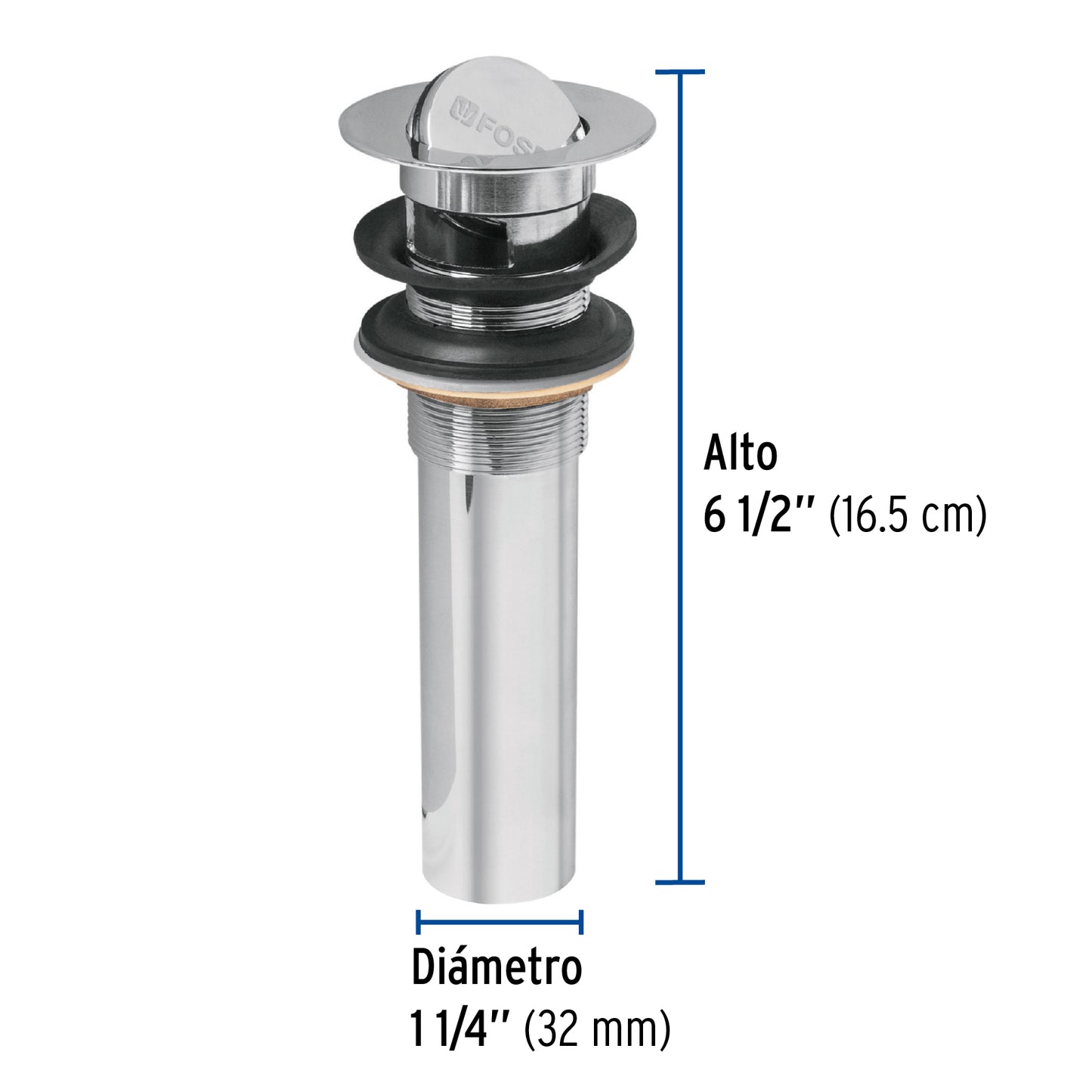 Contra p/lavabo con rebosadero, tipo moneda, cromo, 1-1/4' CE-205 49983 MM00