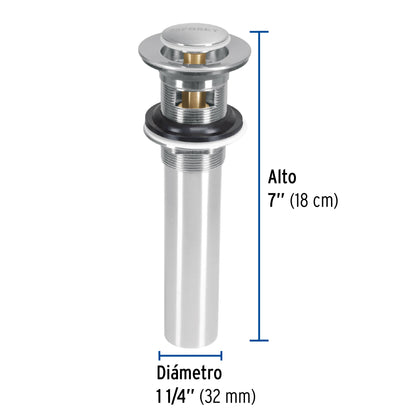 Contra p/lavabo con rebosadero, sistema push, satín, 1-1/4' CE-206N 45283 MM00