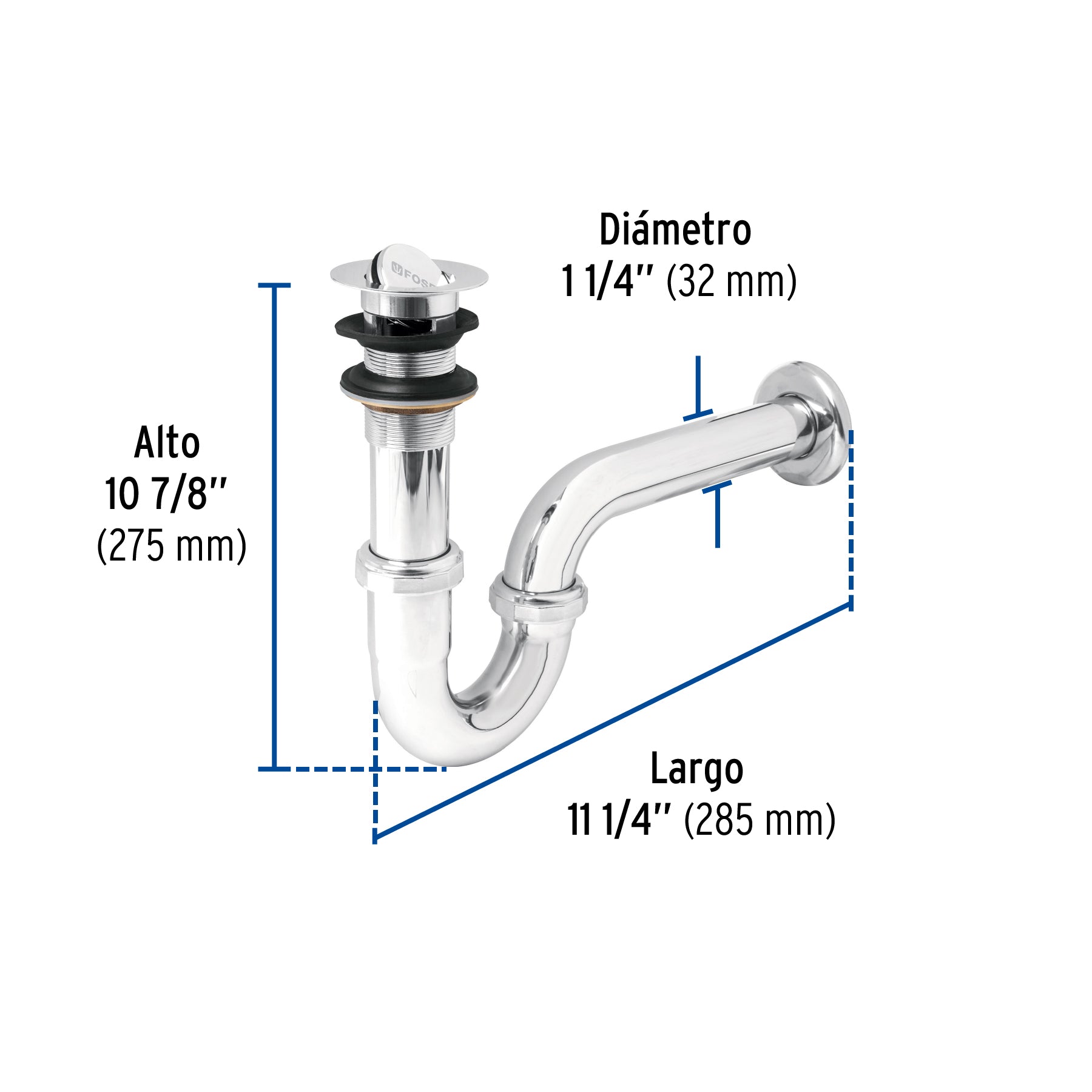 Céspol 1-1/4', contra tipo moneda, latón cromo, para lavabo CE-208 49337 MM0