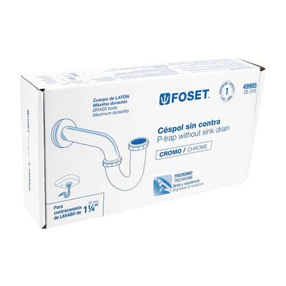 Céspol 1-1/4', sin contra, latón cromo, para lavabo, Foset CE-210 49985 MM0