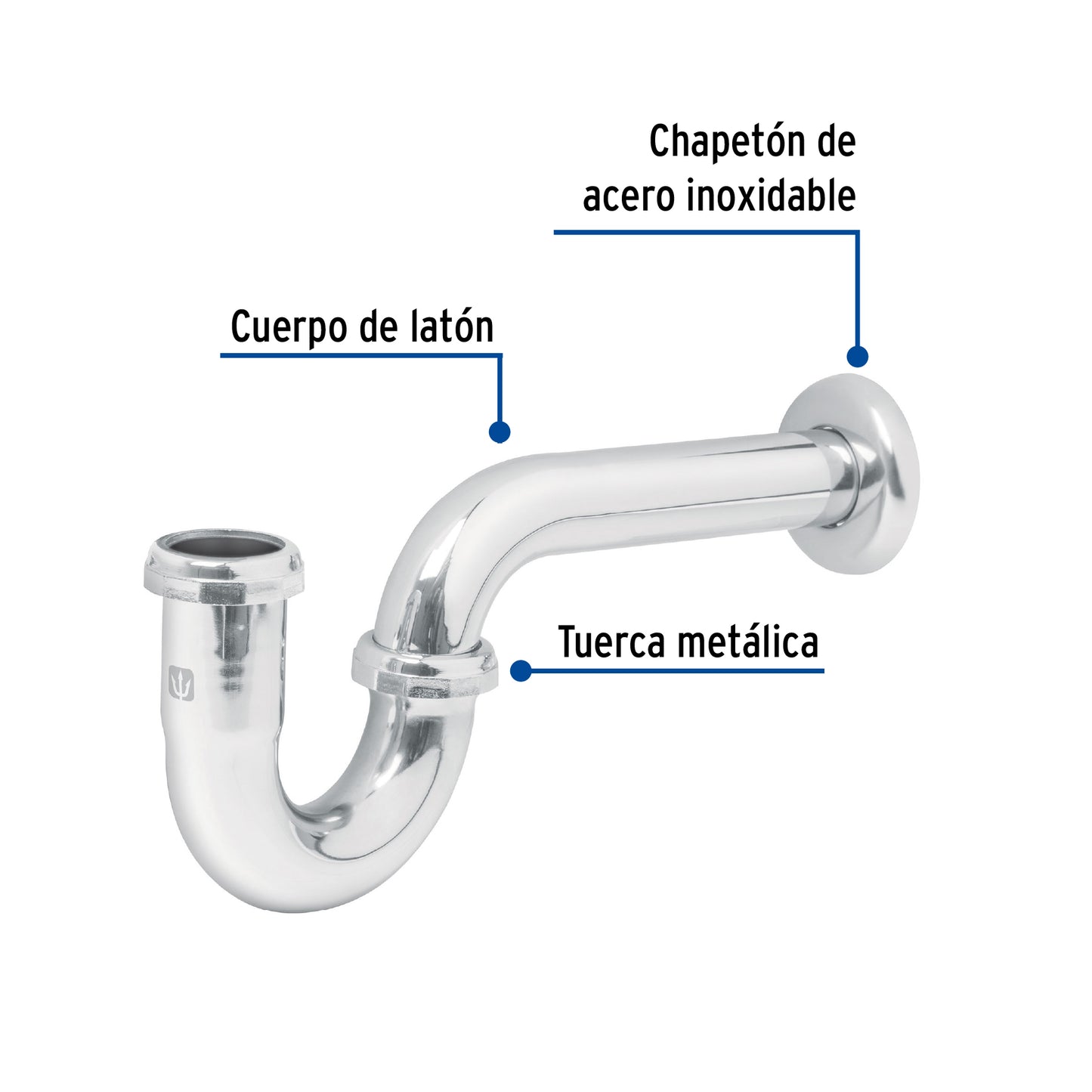 Céspol 1-1/4', sin contra, latón cromo, para lavabo, Foset CE-210 49985 MM0