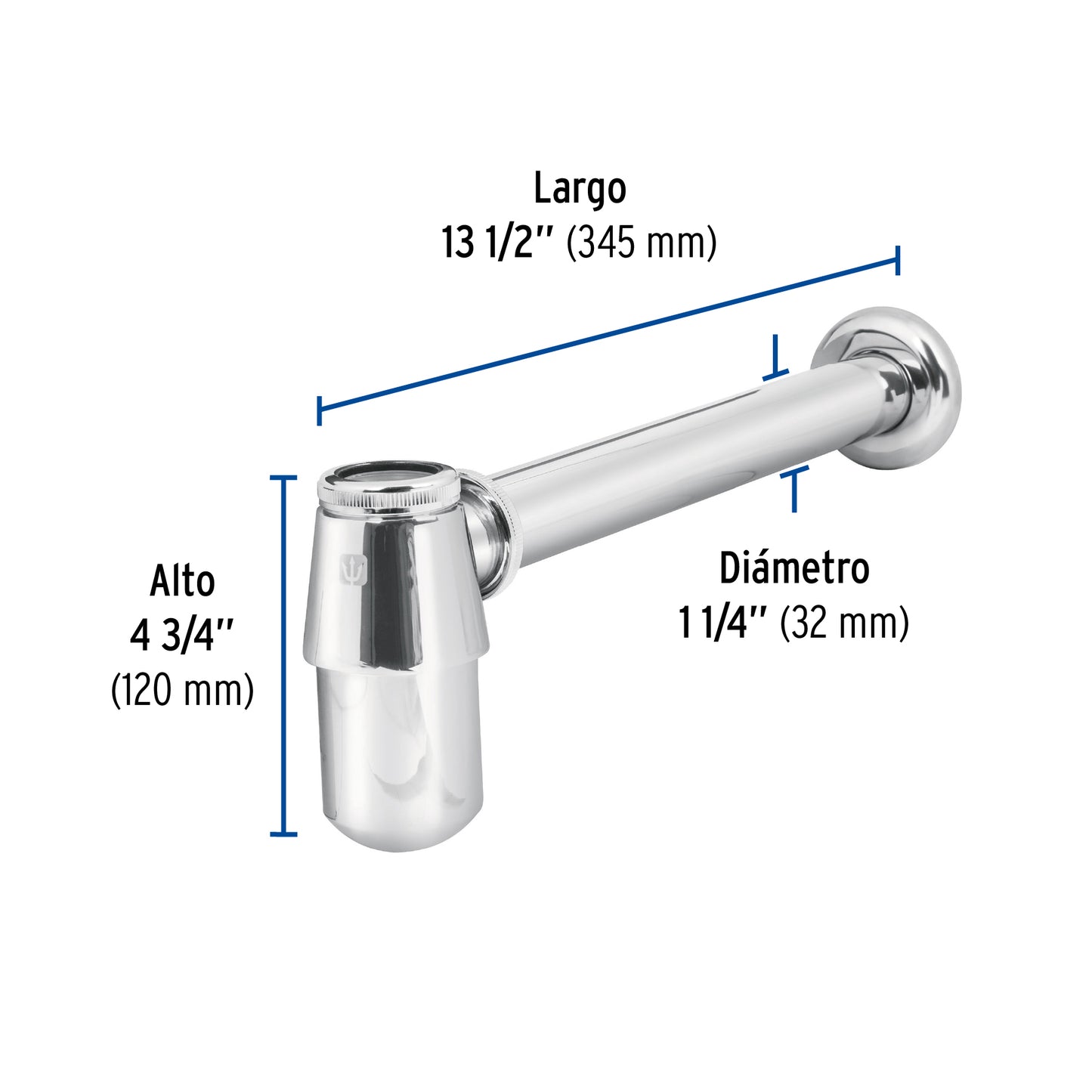 Céspol de bote 1-1/4', sin contra, latón cromo, para lavabo CE-211 49986 MM0