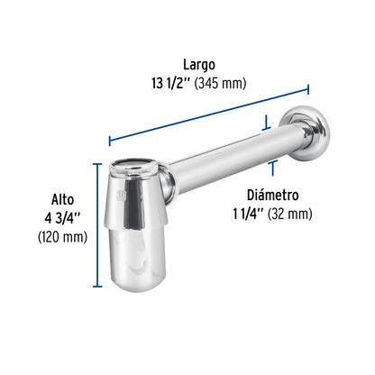 Céspol de bote 1-1/4', sin contra, latón cromo, para lavabo CE-211 49986 MM0