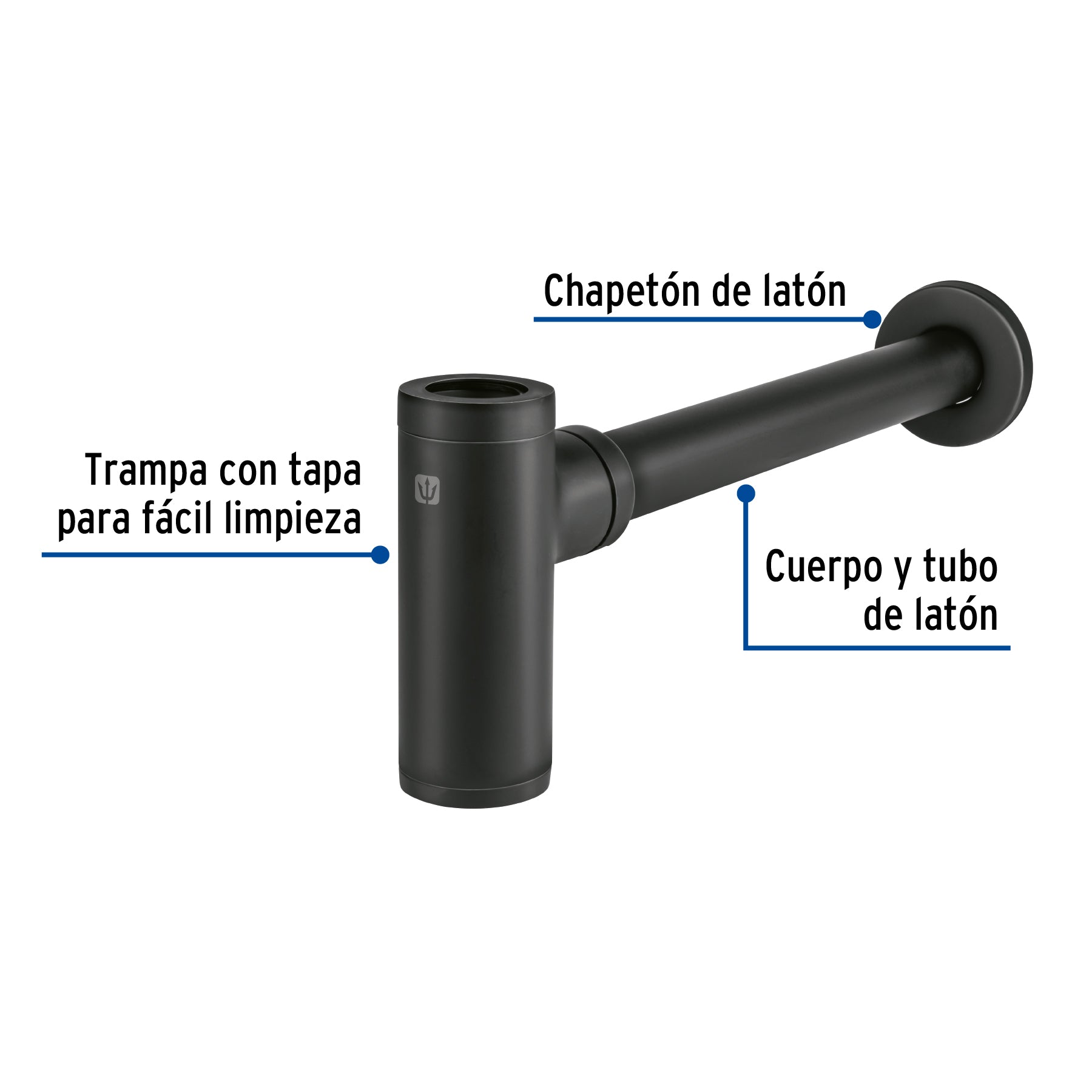 Céspol de bote minimalista 1 1/4', negro, para lavabo, Foset CE-212M 48269 MM00