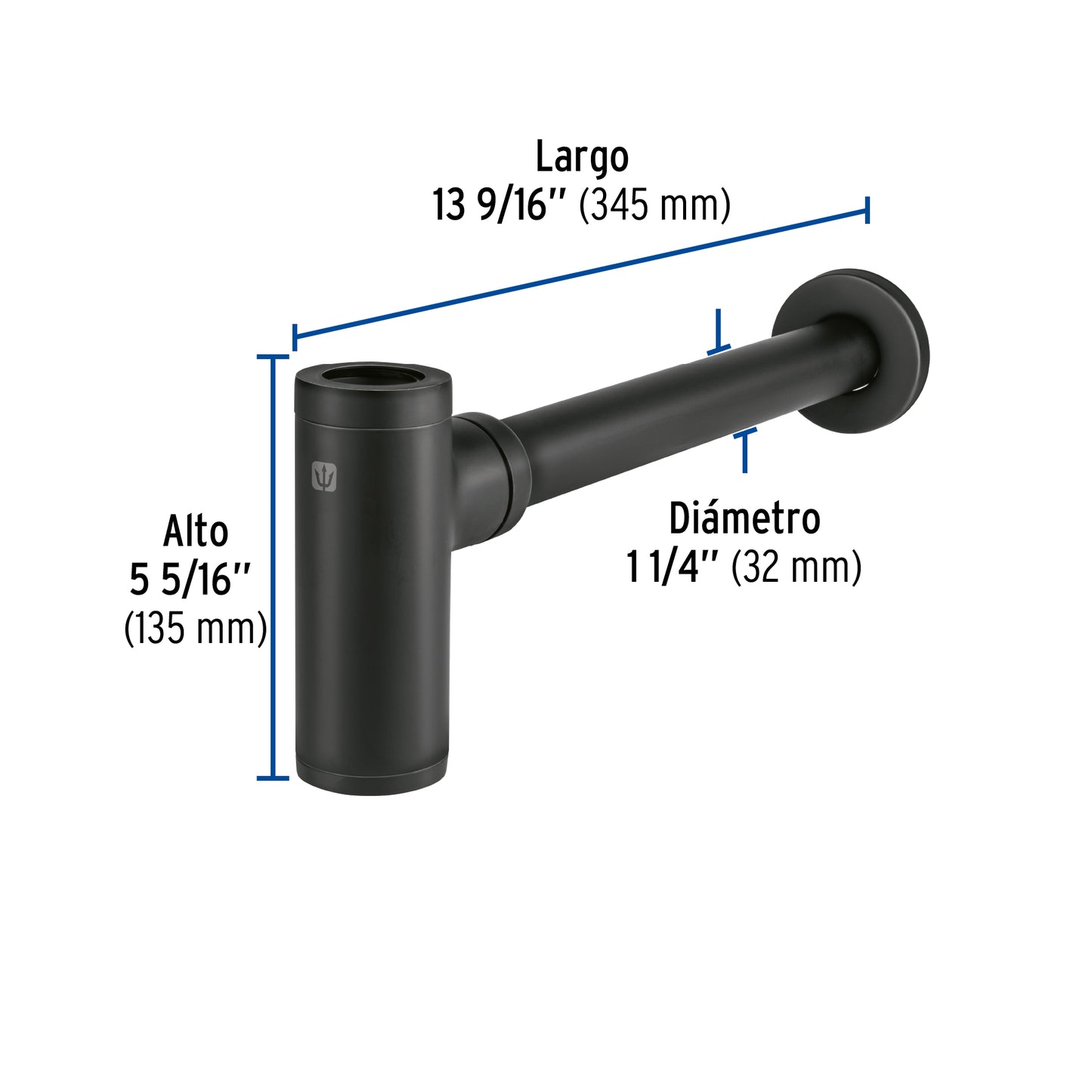 Céspol de bote minimalista 1 1/4', negro, para lavabo, Foset CE-212M 48269 MM00