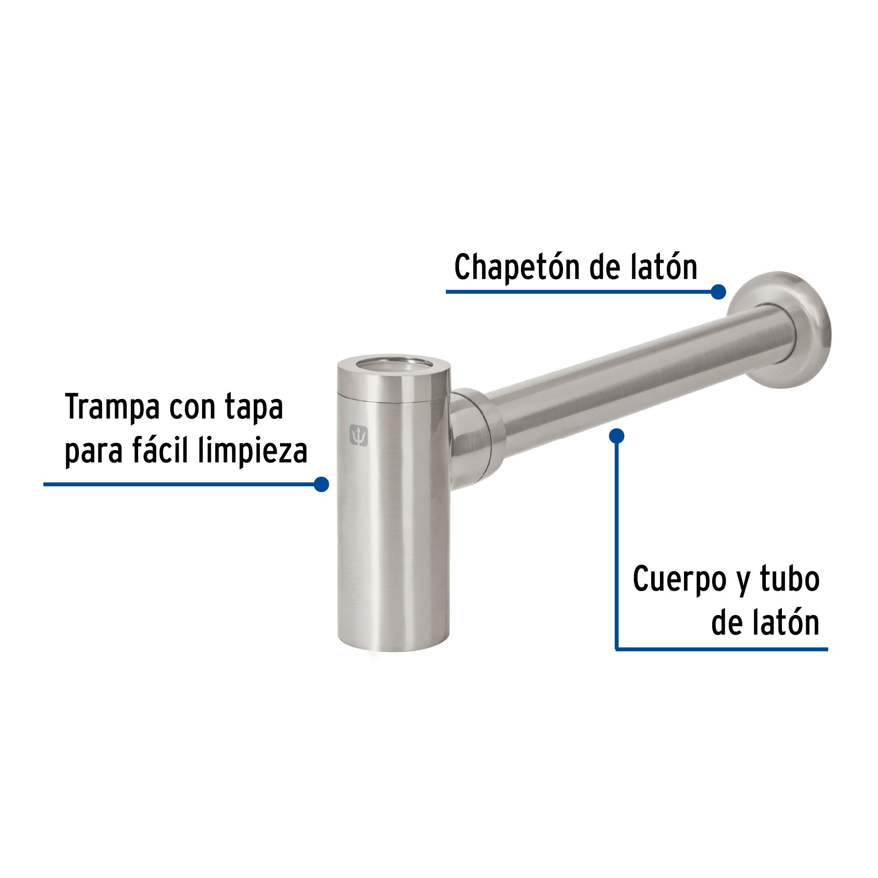 Céspol de bote minimalista 1 1/4', satín, para lavabo, Foset CE-212N 45284 MM0