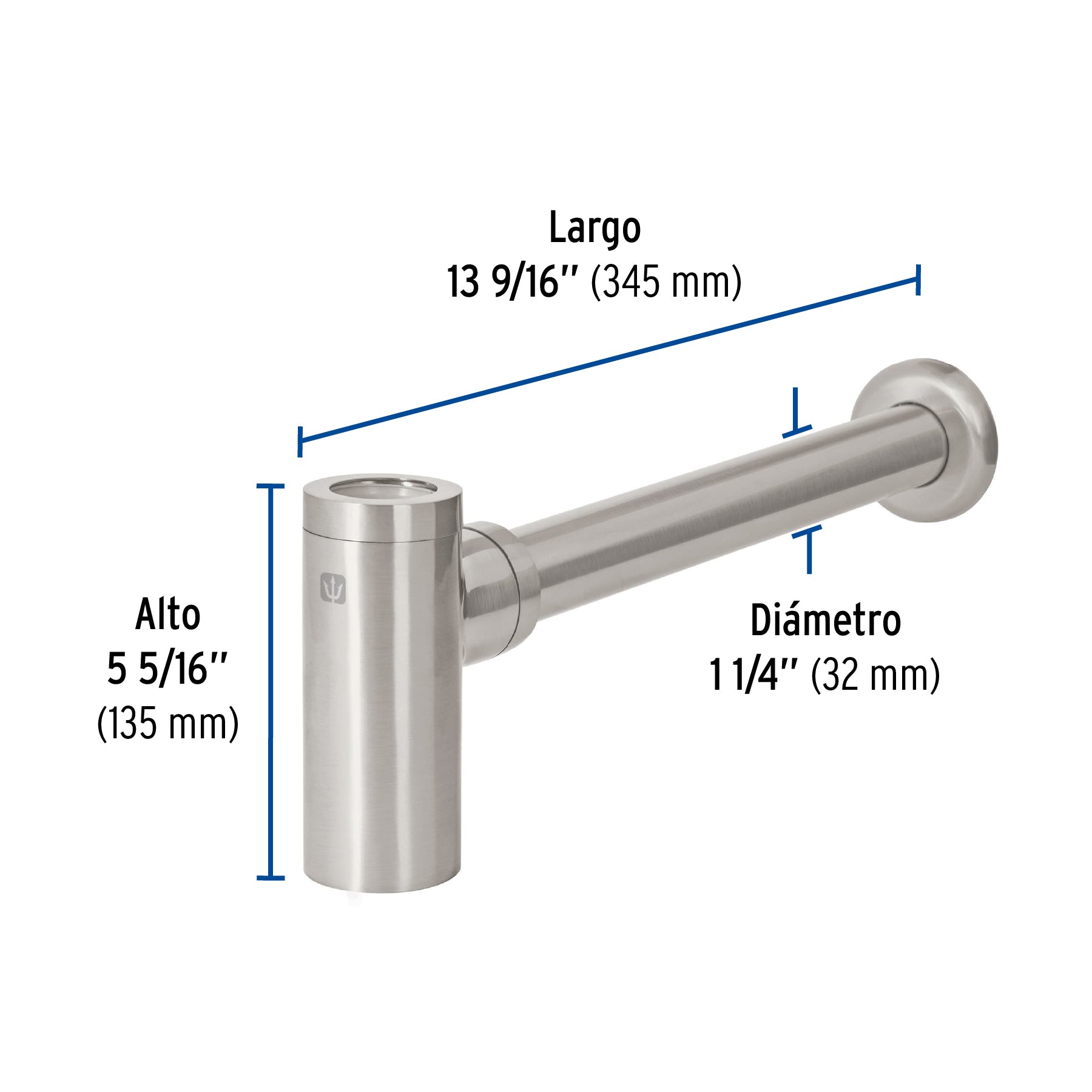 Céspol de bote minimalista 1 1/4', satín, para lavabo, Foset CE-212N 45284 MM0