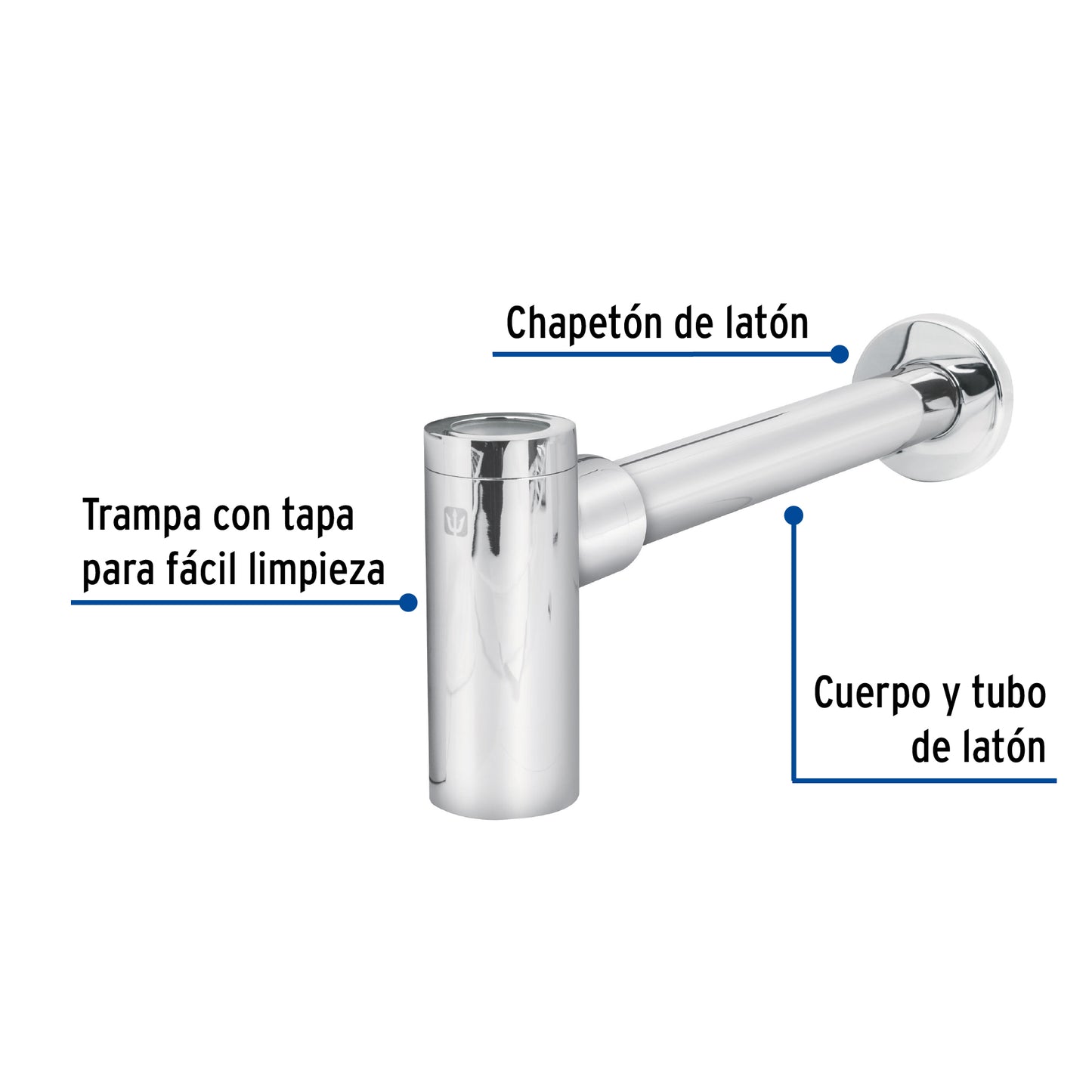 Céspol de bote minimalista 1 1/4', cromo, para lavabo, Foset CE-212 49987 MM0