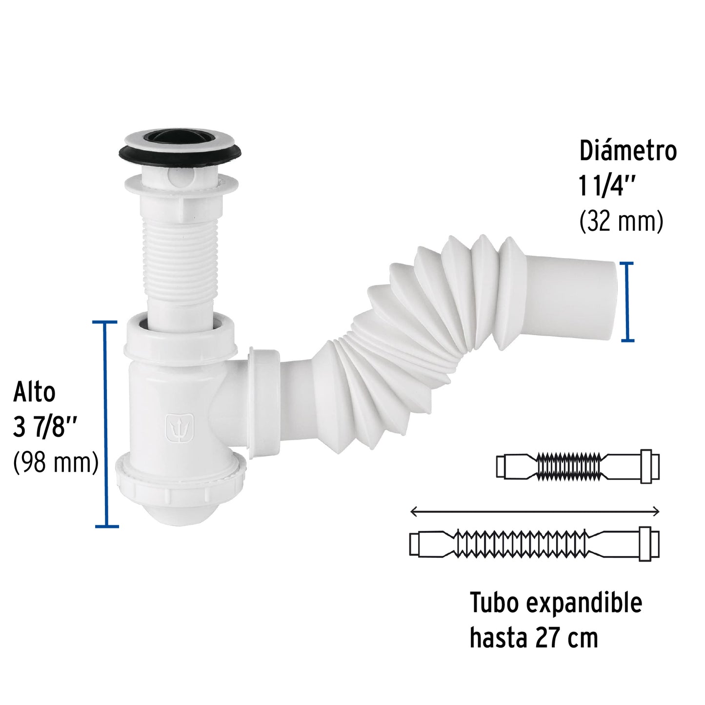 Céspol de bote 1-1/4', contra, polipropileno, para lavabo CE-218 49366 MM00